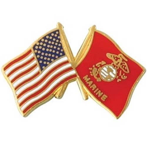 Marine Flag w/USA Flag Lapel Pin Marine Flag w/USA Flag Lapel Pin