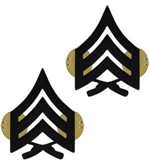 Marine Corps Black Metal Enlisted Collar Sergeant Rank Insignia