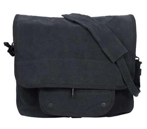 Stonewashed Black Vintage Military Messenger Bag