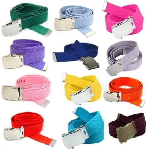 Web Belts with Metal Tip and Metal Roller Buckle - Pastel Colors Web Belts with Metal Tip and Metal Roller Buckle - Pastel Colors