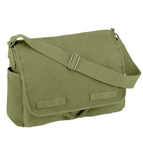Olive Drab Classic HW Cotton Canvas Messenger Bag 