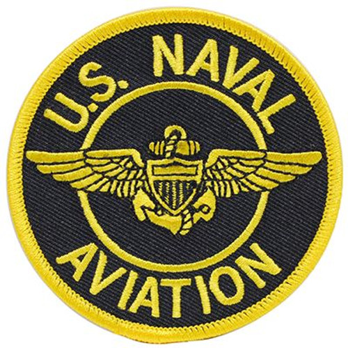 US Naval Aviation Patch with Pilot Wings - Black/Gold US Naval Aviation Patch with Pilot Wings - Black/Gold