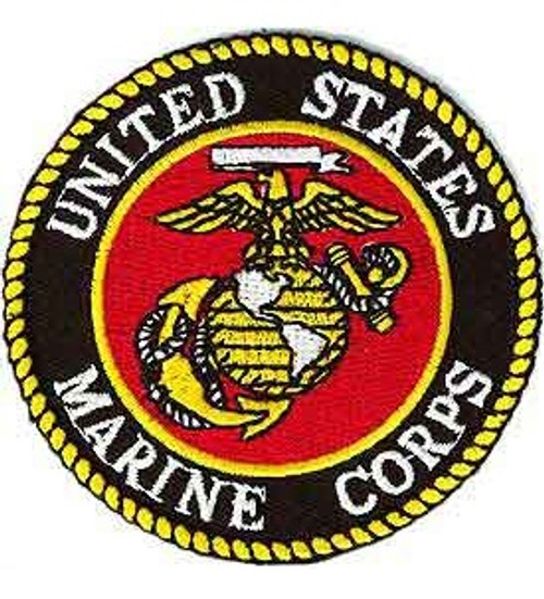 USMC Logo Patch with Gold Eagle Globe and Anchor USMC Logo Patch with Gold Eagle Globe and Anchor