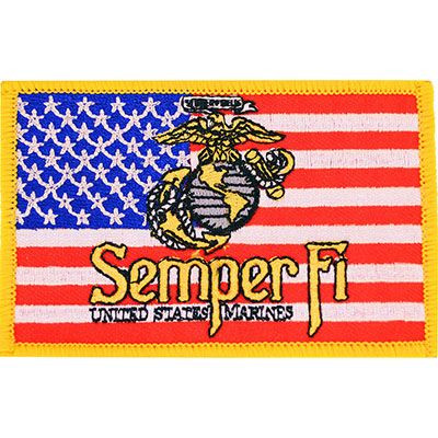 USMC Semper Fi on American Flag Patch at Army Surplus World