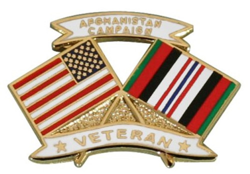 USA / Afghanistan Veteran Crossed Flag Lapel Pin