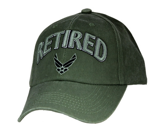 Vintage Olive US Air Force Retired Baseball Hat Vintage Olive US Air Force Retired Baseball Hat