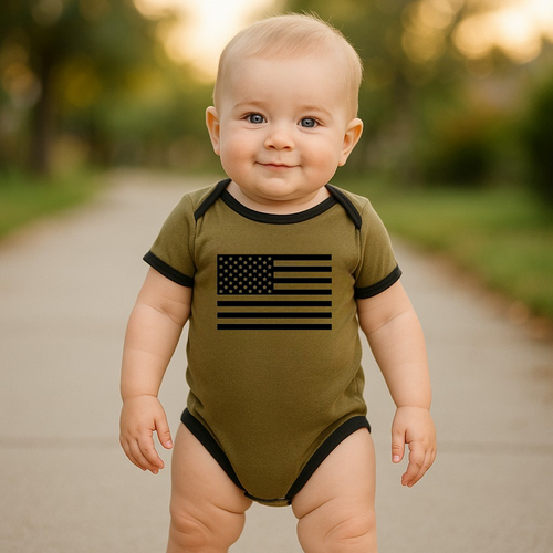 OD Green American Flag Infant Bodysuit OD Green American Flag Infant Bodysuit