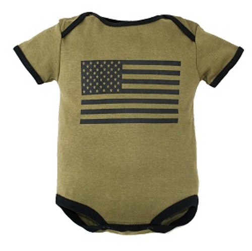 OD Green American Flag Infant Bodysuit OD Green American Flag Infant Bodysuit
