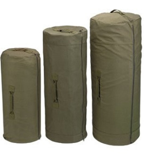 Olive Zippered Canvas Duffel Bags Attached D Ring - Heavyweight Duffle Olive Zippered Canvas Duffel Bags Attached D Ring - Heavyweight Duffle