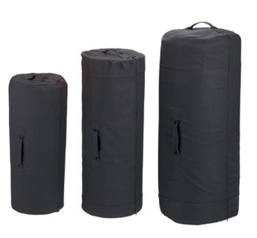 Black Canvas Zippered Large Duffel Bags - Heavyweight Duffle