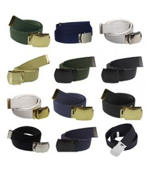 Military 100% Cotton Web Belt - 1.25 inch, Metal Tip, Roller Buckle Military 100% Cotton Web Belt - 1.25 inch, Metal Tip, Roller Buckle