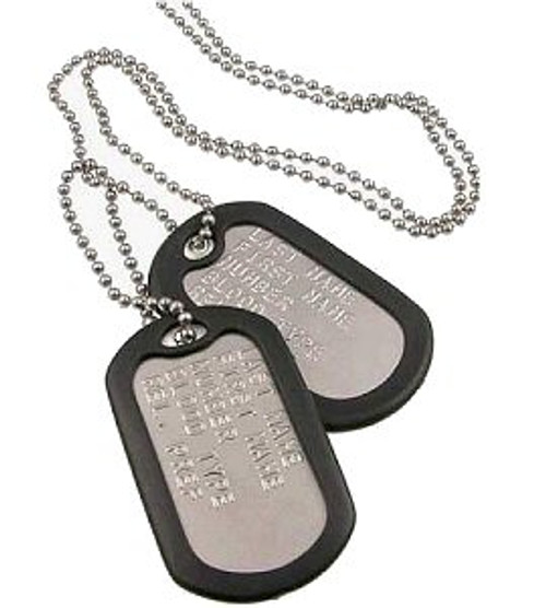 Personalized Military Dog Tag Kit - Stainless Silver Personalized Military Dog Tag Kit - Stainless Silver