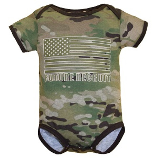 Baby Future Recruit Flag Bodysuit Multicam Camo Baby Future Recruit Flag Bodysuit Multicam Camo