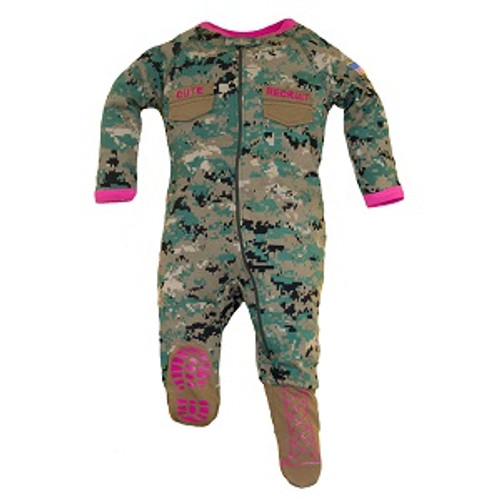 Marine Corps Baby Girl Crawler with Boots & Ruffles Marine Corps Baby Girl Crawler with Boots & Ruffles