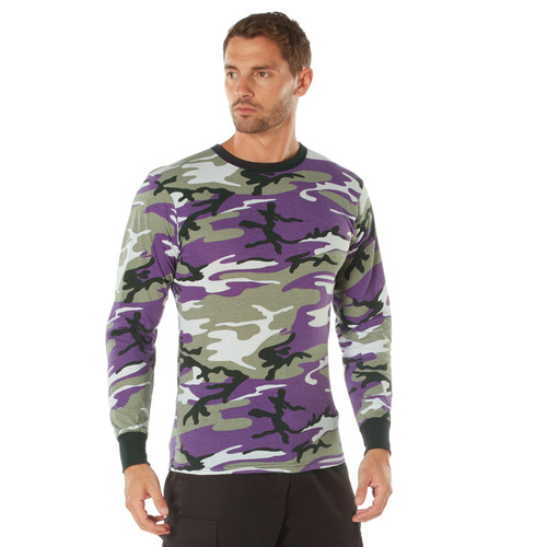 Long Sleeve Purple Camo T Shirt