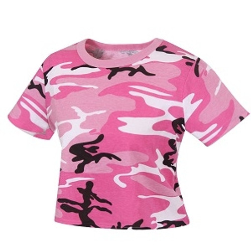 Womens Pink Camo Crop Top Womens Pink Camo Crop Top