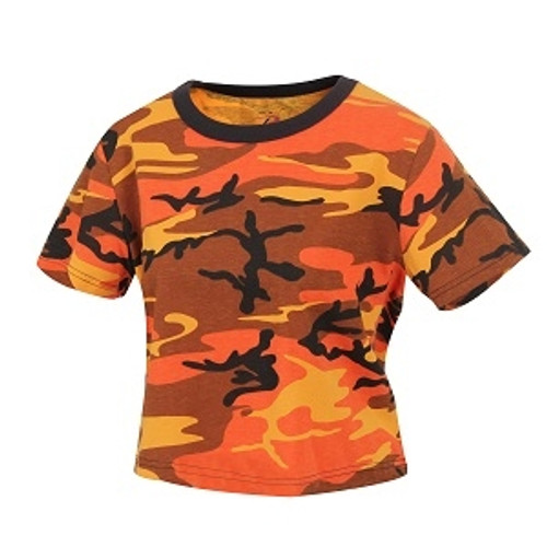 Womens Orange Camo Crop Top Womens Orange Camo Crop Top