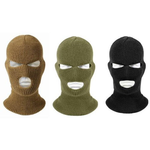 3 Hole Ski Mask Acrylic, Ski Winter Cold Weather Hat Balaclava - Made in USA