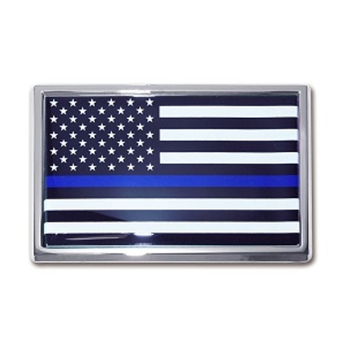 Thin Blue Line Chrome Auto Emblem