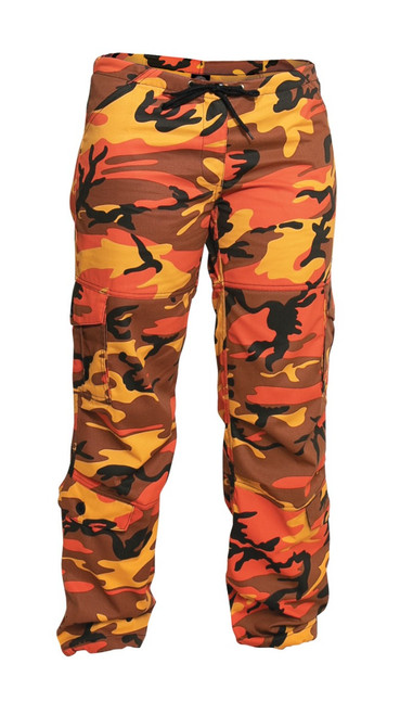 Womens Orange Camo Cargo Pants