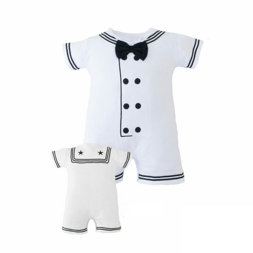 Navy Romper – White Navy Romper – White