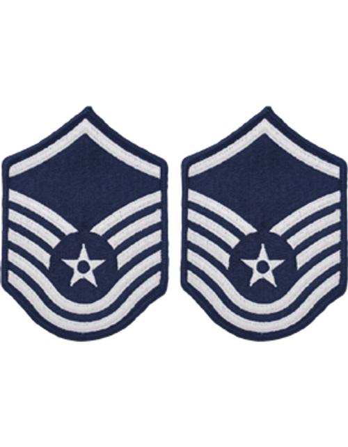 Air Force Chevron Blue and Silver (Pair) Master Sergeant Air Force Chevron Blue and Silver (Pair) Master Sergeant