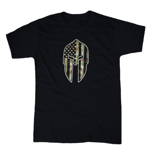 Kids Camo Spartan Flag T-Shirt