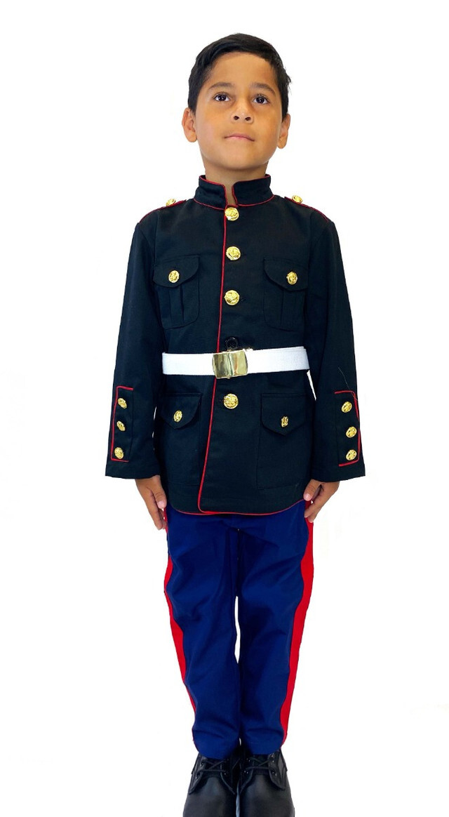 boy in Marine dress blues costume