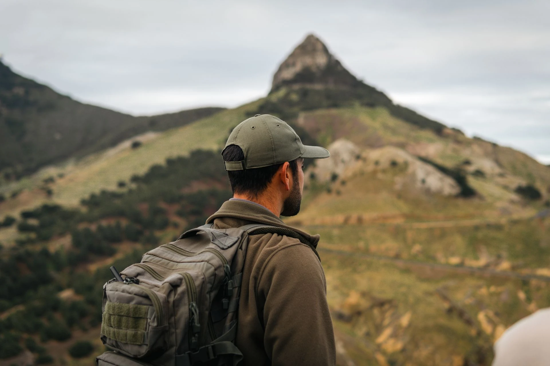 A man hiking in the mountains.