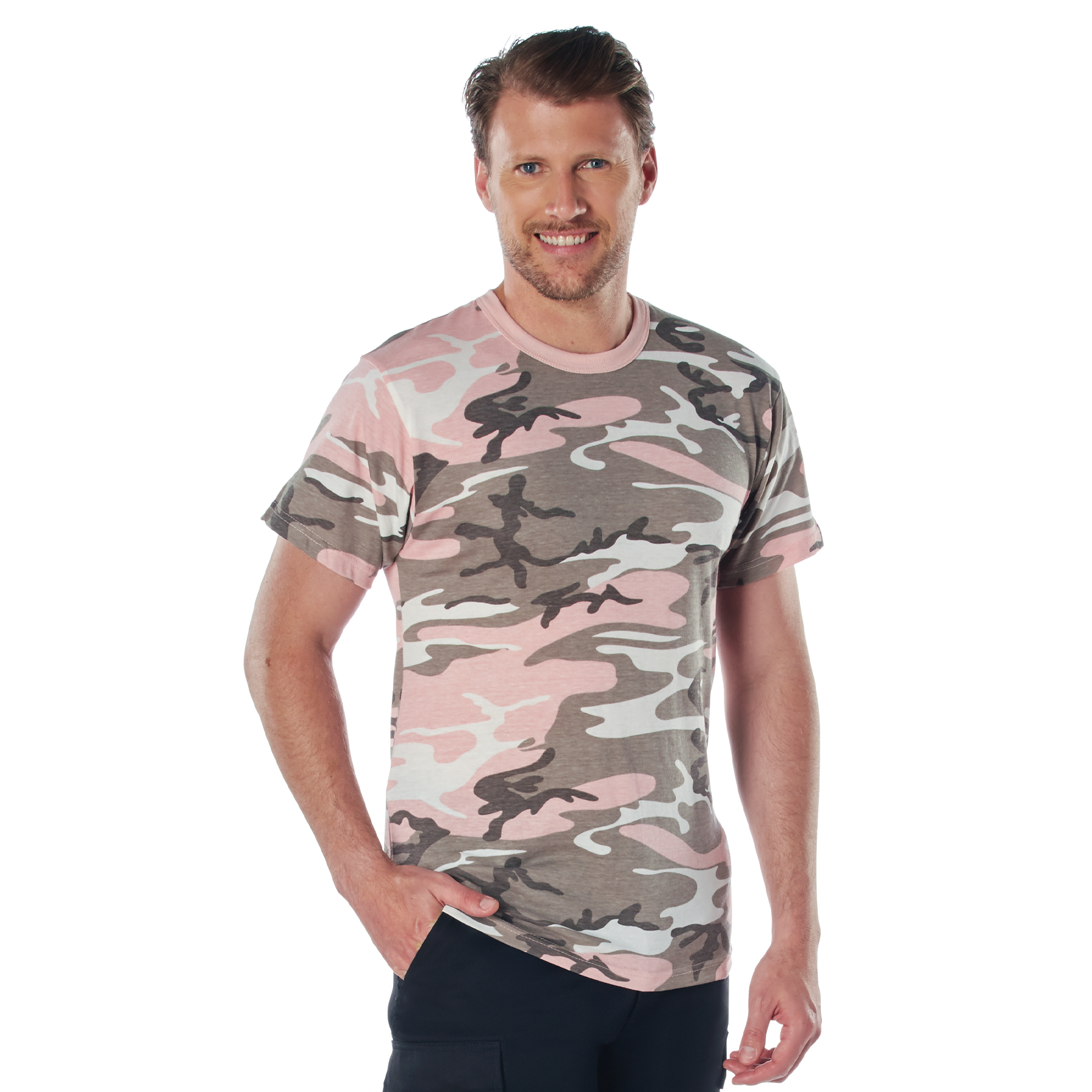 Tシャツ(半袖+袖なし) PARACAS T Shirt PWT14-2 PINK(KAMO) Custom Pink Camo Men's Crew T-Shirt | YouCustomizeIt