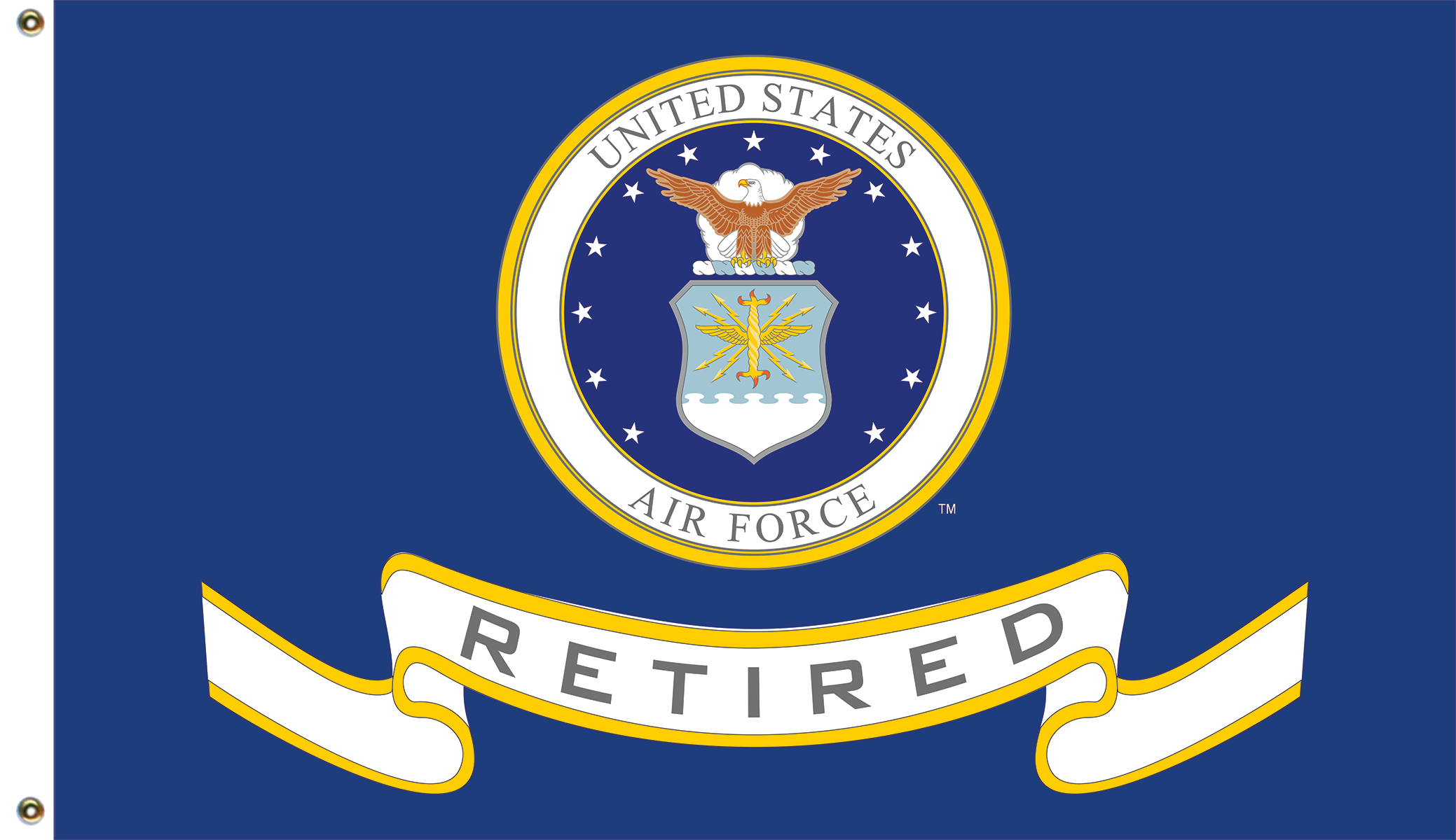 USA Air Force Retired Flagge – 3 Ft X 5 Ft (ca. 90 X 150 Cm), Mit Ösen