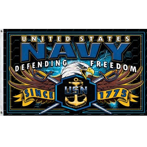 Buy 3ft x 5ft US Navy - Defending Freedom Flag at Army Surplus World