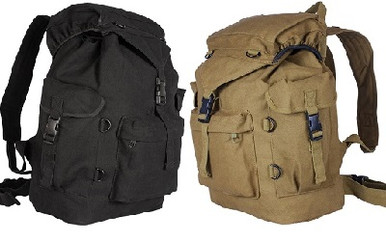 Zaino Militare Vintage In Tela Pesante - Borsa Laterale / Pannier, Usato, Originale NATO, Svezia