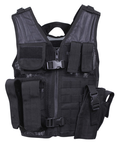 Kids Black Elite Tactical Cross Draw Vest with Holster