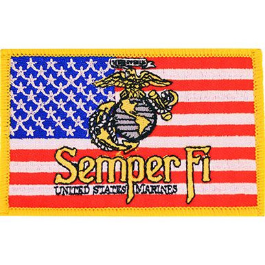 USMC Semper Fi on American Flag Patch at Army Surplus World