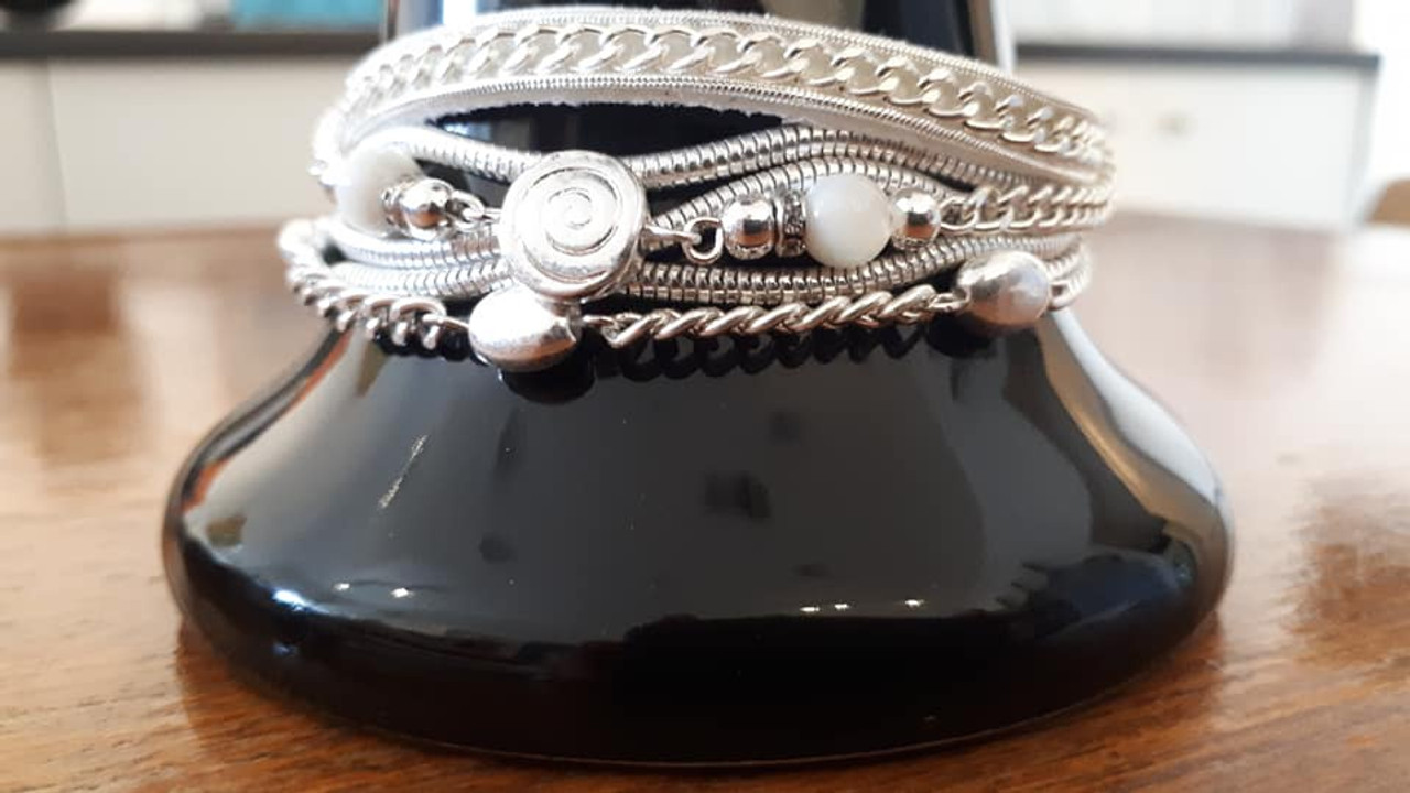 Bracelet, Leather & Chain with Magnetic Clasp - Brentwood Bay Village  Empourium