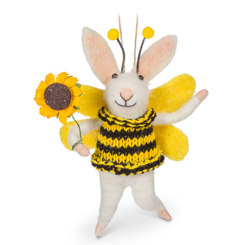Felted Bee Rabbit with Flower