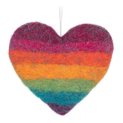 Rainbow Stripe Heart Ornament
