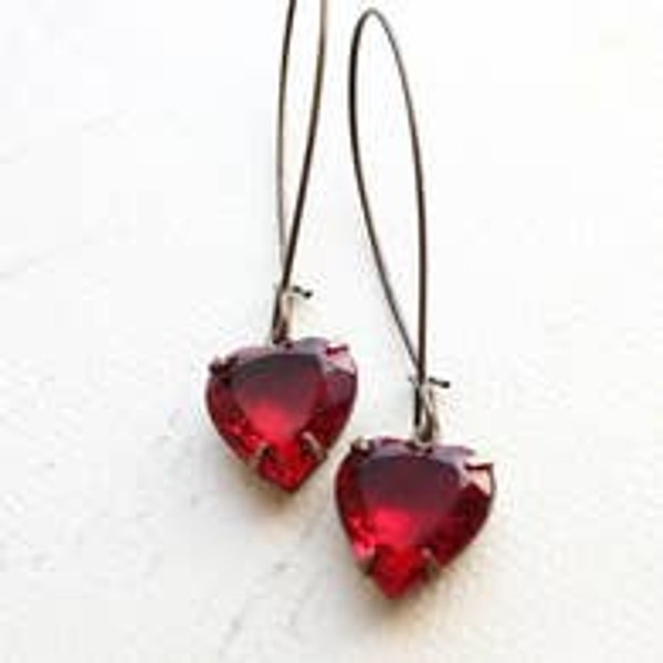 A Pocket of Posies® Ruby Red Heart Earrings