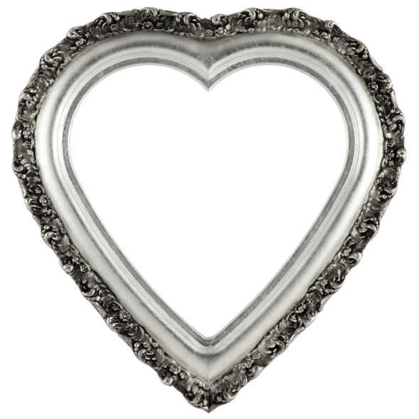 #454 Heart Frame - Silver Leaf with Black Antique