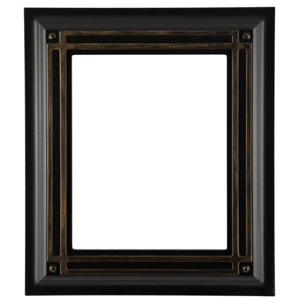 #490 Rectangle Frame - Matte Black with Gold Lip