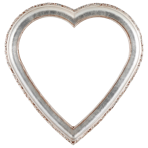 #401 Heart Frame - Silver Leaf with Brown Antique