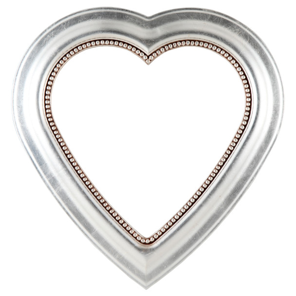 #458 Heart Frame - Silver Leaf with Brown Antique