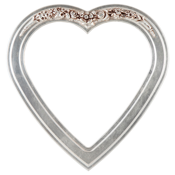 #821 Heart Frame - Silver Leaf with Brown Antique