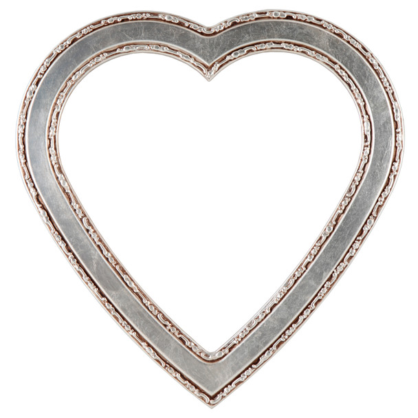 #822 Heart Frame - Silver Leaf with Brown Antique