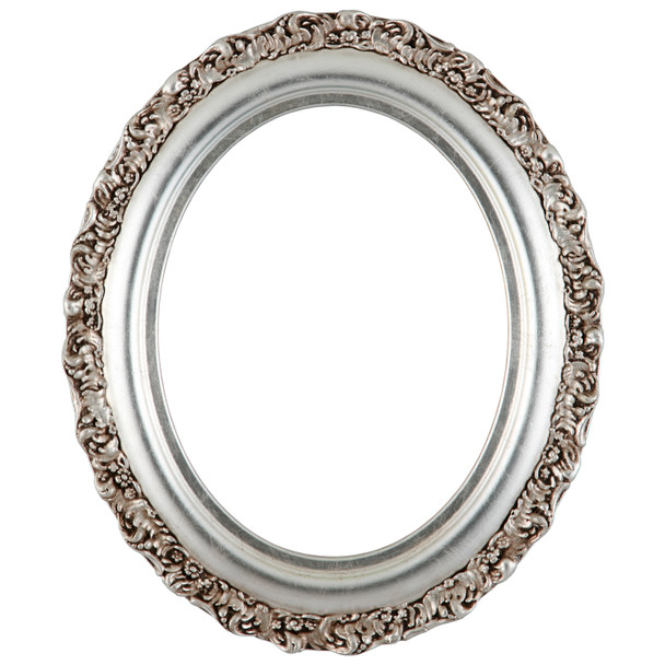 #454 Oval Frame - Silver Leaf with Brown Antique