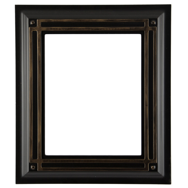 #490 Rectangle Frame - Matte Black with Gold Lip
