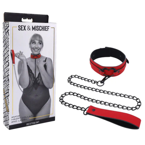 Sex & Mischief Red Heart Amor Collar and Leash