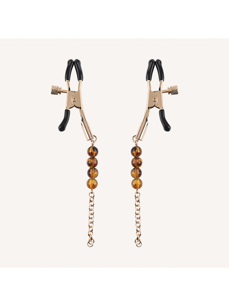 Amber beaded nipple clamps