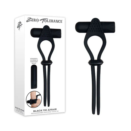 Zero Tolerance Black Tie Affair - Adjustable cock ring with Bullet